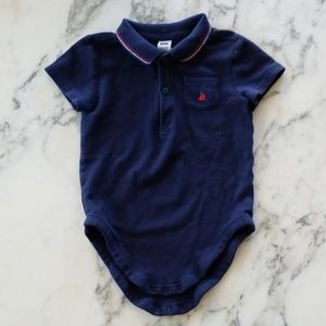 Navy Blue Button Down Shirt, Size 12-18 Months